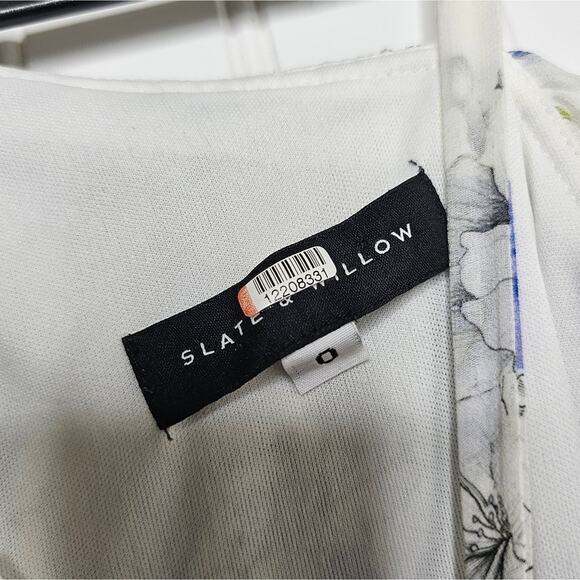 Slate & Willow White Ruffled Floral Midi Dress Size 0 Asymmetrical Vacation - Picture 6 of 9